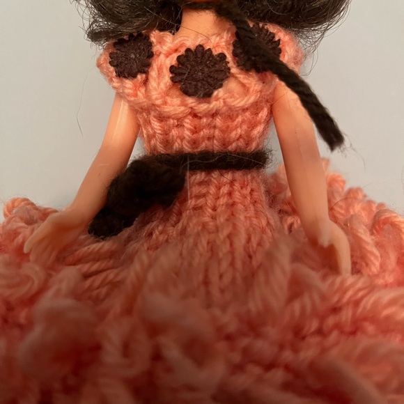 Vintage handmade crochet knit decorative doll | brown and peach - Picture 4 of 9
